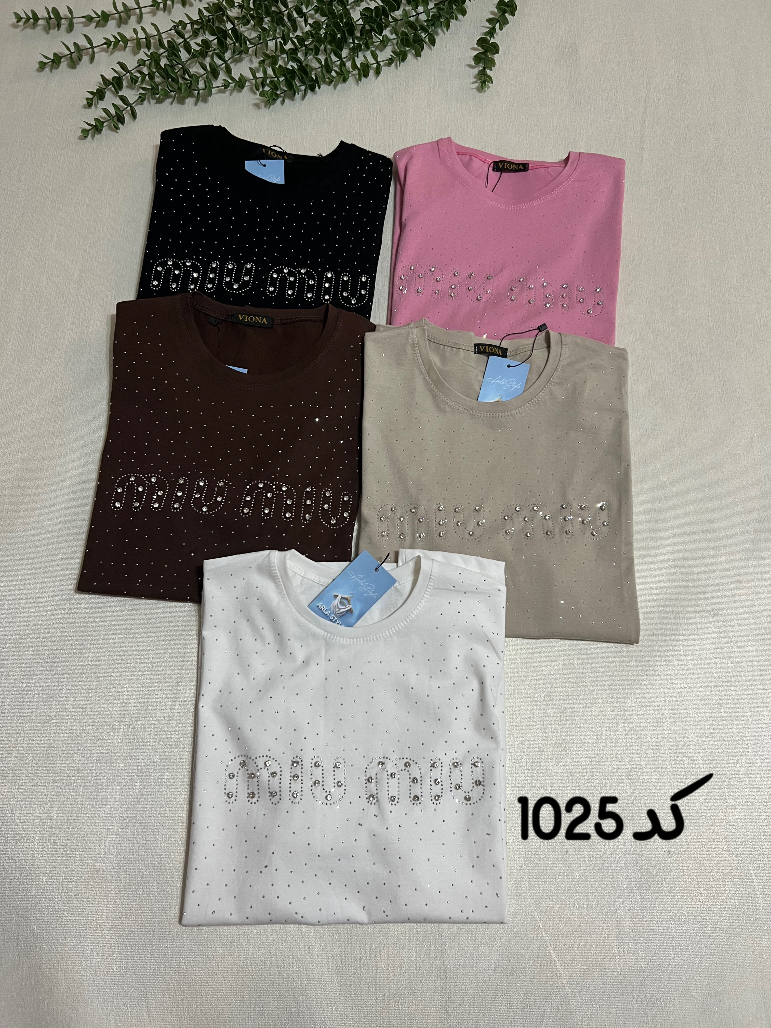 تیشرت مجلسی زنانه فول نگین کد 1025